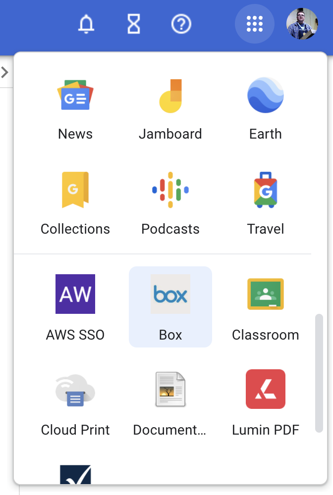 Google Apps selector